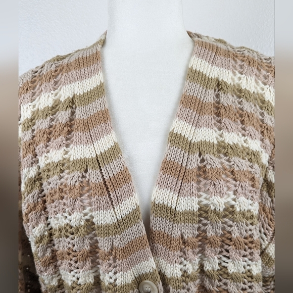 John + Jenn Julianna Stripe Cardigan Button Up Knit Sweater Size Size Large - Picture 8 of 16